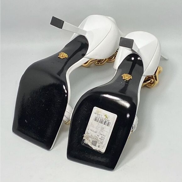 Versace Chain & Leather High-Heel Sandals size 39 - Picture 12 of 13